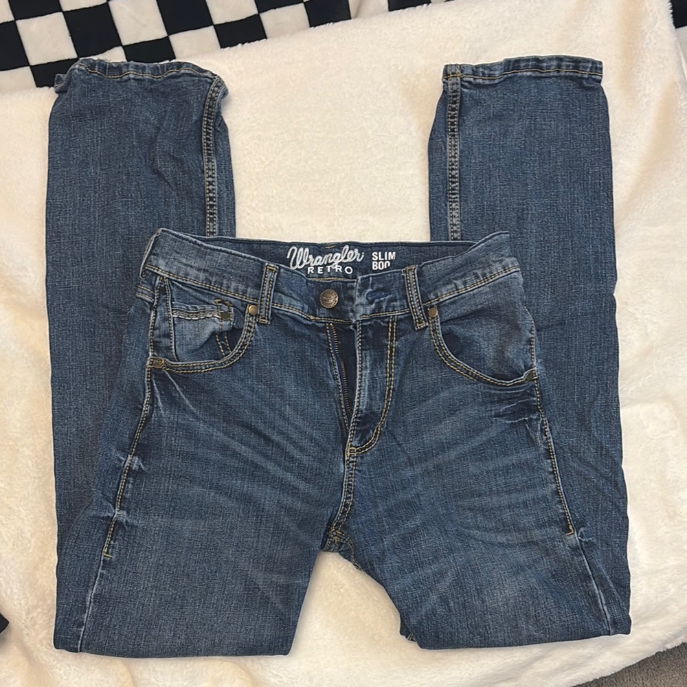 Wrangler Blue Slim Jeans with Subtle Fading